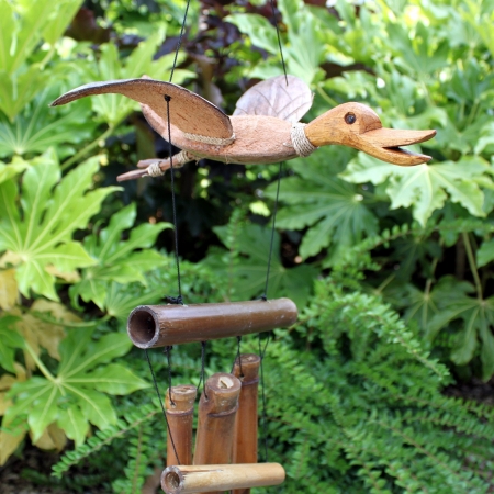 Bambus Windspiel mit Ente